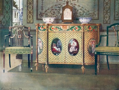 Painted Commode and Chairs by Edwin John Foley